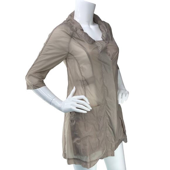 12 One Womens Size M Sheer Parachute Jacket Beige Snap Front Art to Wear Piece - Picture 11 of 16